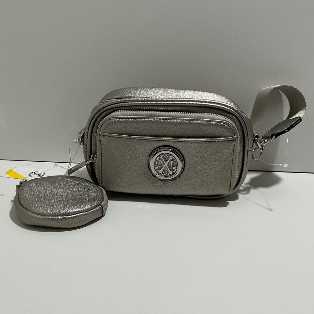 CXL by Christian Lacroix Metallic Pewter Crossbody Bag with Coin Purse Silver